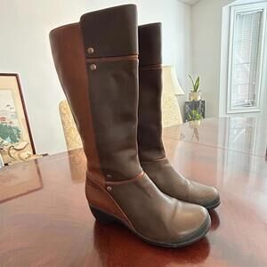 Merrell Veranda Women's Two Tone Brown Leather Knee-High Boots Sz 9
